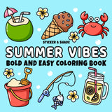 Summer Vibes: Bold and Easy Coloring Book for Kids, Teens, & Adults featuring Fun Summer Designs (The Bold and Easy Series) WoodArtSupply