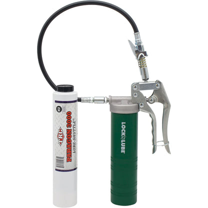 LockNLube Spin-On Pistol-Grip Grease Gun Kit. Includes: 1 Tube Grease, The Grease Coupler Plus a Heavy-Duty 20" Grease Hose and in-line Hose Swivel. - WoodArtSupply