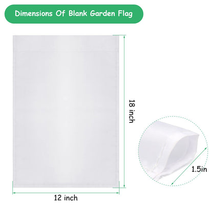 Anglecai 6Pcs Blank Garden Flags, Polyester, White-6P, Holiday, 12x18 inch, DIY Lawn Garden Flags for Embroidery Yard Home Decoration