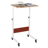 Mind Reader Woodland Collection, Mobile Sit/Stand Laptop Desk, Adjustable, Lockable Casters, Portable, 21.75" L x 15.75" W x 33" H, White Mind Reader
