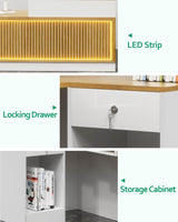 L Shaped Reception Desk, Solid Wood Front Desk with Counter & Lockable Drawers, Retail Checkout Customer 2 Person Secretary Desks for Home Office Lobby Store (70in,Left) Generic