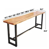 Lebolna Industrial Bar Counter Table,Solid Wood Bar Top Table Long Narrow Bar Table,Rectangular Bar Height Pub Table Rustic Counter Top Table,Live Edge Kitchen Dining Table,No Stool(86.6", Brown) Lebolna