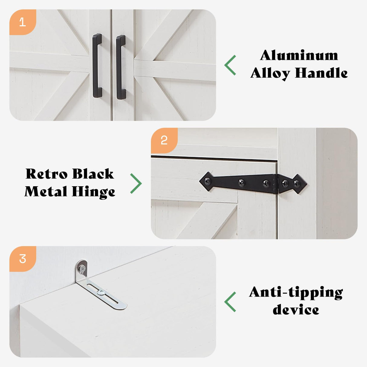 AMERLIFE Farmhouse Bookcase with Doors, 5 Shelf Bookshelf Storage Cabinet with Adjustable Shelves & Barn Door, Versatile Storage Pantry Cabinet for Bedroom, Living Room, Kitchen, Rustic White(2pcs) AMERLIFE