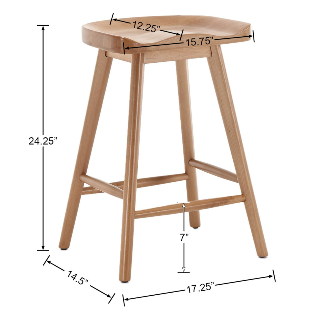 DUOMAY Backless Counter Stools Set of 4, Modern 24.25" Seat Height Low Bar Chairs Solid Rubber Wood Counter Height Barstools Farmhouse Dining Stools for Home Kitchen, Brown DUOMAY
