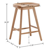 DUOMAY Backless Counter Stools Set of 4, Modern 24.25" Seat Height Low Bar Chairs Solid Rubber Wood Counter Height Barstools Farmhouse Dining Stools for Home Kitchen, Brown DUOMAY