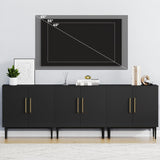 Vrullu Modern Storage Cabinet, Free Standing Buffet Cabinet, Black Sideboard and Buffet Storage, Wood Accent Cabinet for Living Room, Hallway, Entryway, Dining Room, Bedroom (1, Black) Vrullu