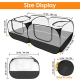 SlowTon Small Animals Playpen, Portable Large Chicken Run Coop with Detachable Bottom Breathable Transparent Mesh Walls, Foldable Pet Enclosure for Puppy Kitten Rabbits Indoor Outdoor SlowTon
