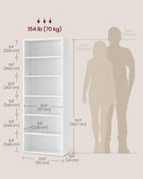 VASAGLE CUSTOS Collection - Bookshelf, 6-Tier Bookcase, Book Shelf, Open Storage Shelf, 9.4 x 23.6 x 63.3 Inches, for Living Room, Home Office, Dinning Room, Cloud White ULBC166T14 VASAGLE