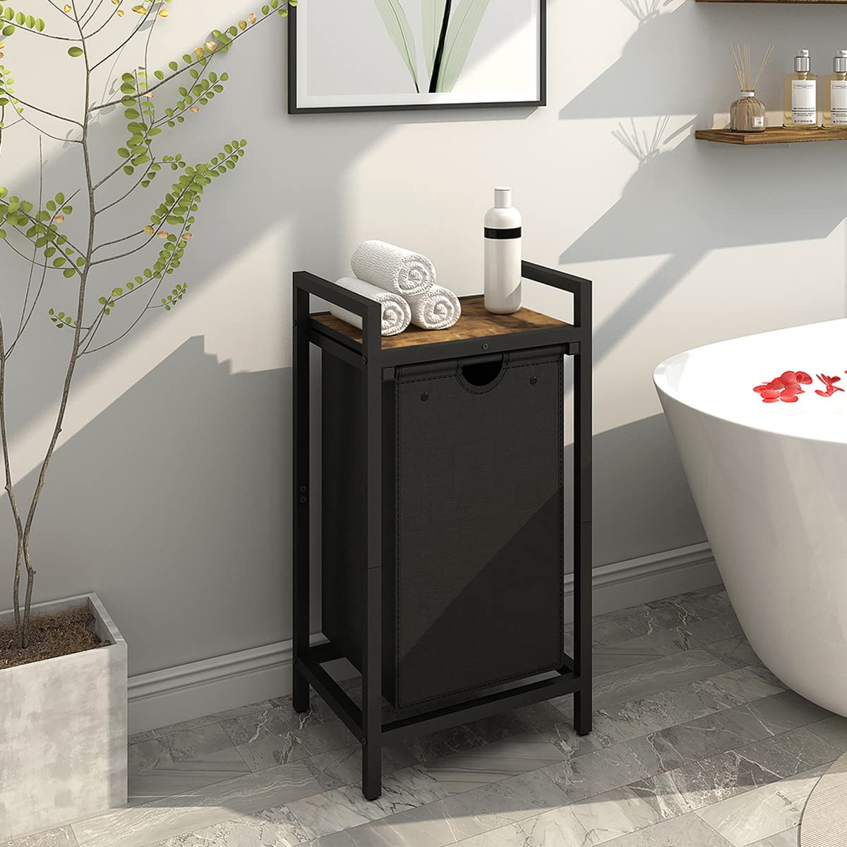 LAATOOREE Laundry Hamper, Two-Color Laundry Basket with Removable Laundry Bag and Top Shelf, Clothes Hamper for Samll Space,Laundry Room, Bedroom, Bathroom LAATOOREE