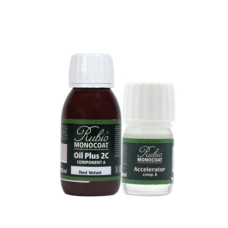 Rubio Monocoat Wood Stain & Finish 65 ft² - Red Velvet | Oil Plus 2C | Quick-Dry, Eco-Friendly Linseed Wood Oil for Indoor Use, Includes Accelerator (Part B) | Protector | 130 ml Rubio Monocoat