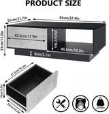 HOMMPA Led Coffee Table for Living Room Grey Black Coffee Table with LED Lights Low Profile Center Table with High Gloss Cocktail Table with Led Lights for Small Place 13" Tall HOMMPA