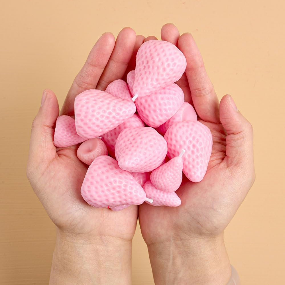 3D Strawberry Silicone Mold Scented Candle Molds for Candle Making Supplies Cute Strawberries Silicone Molds for Resin Home Decorations Fruit Plaster Crafts Cake Decor Strawberry Mold RUIYDZ