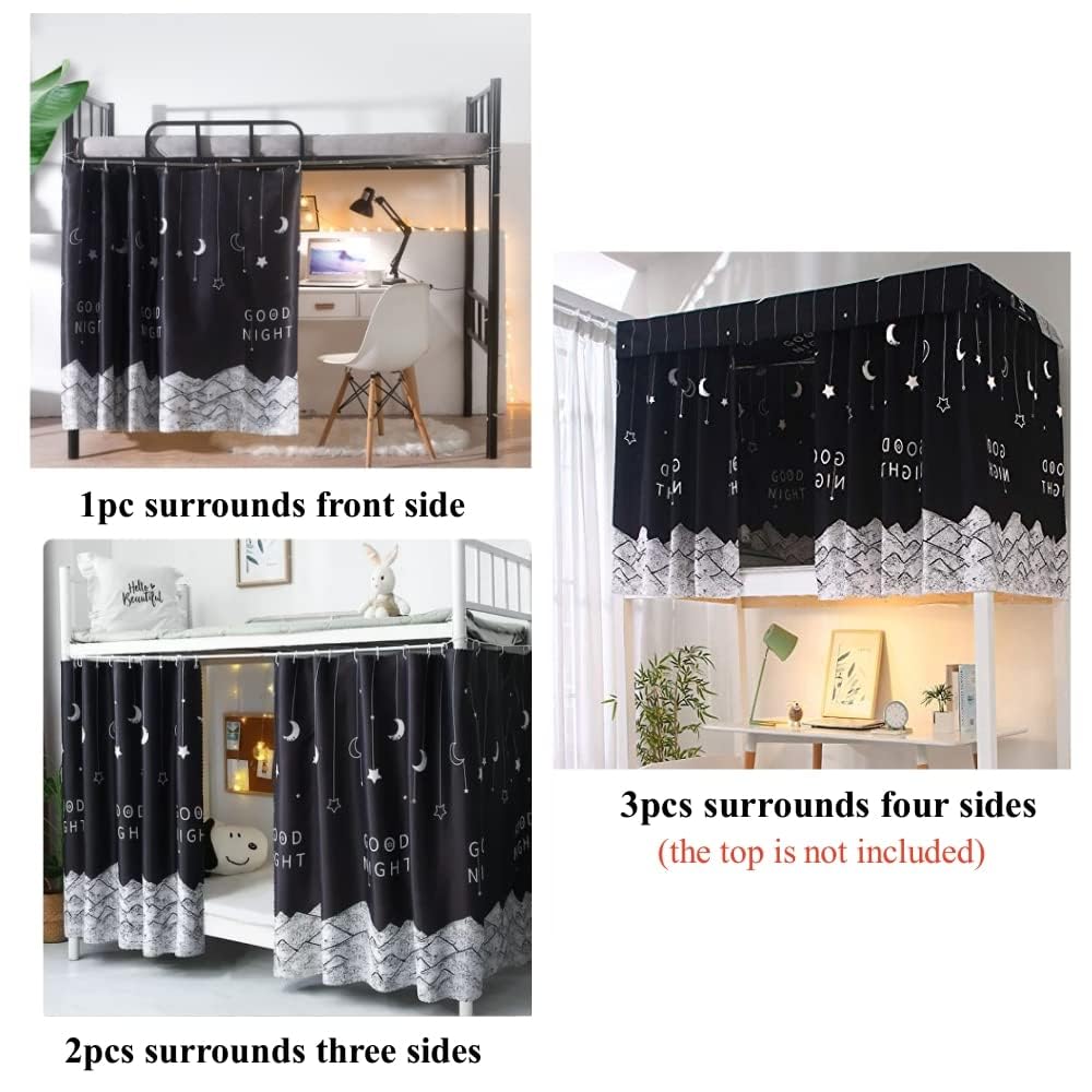 SIQITECHNO 2 Pieces Upper/Bottom Bunk Bed Curtains Dorm Home Blackout Privacy Bed Cloth Curtain Shading Breathable Dustproof Bed Canopy with Rope and Buckles for Kids Teen Loft Bed Single Sleeper