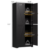 LYNSOM Farmhouse Pantry Cabinet, Kitchen Pantry Storage Cabinet with Barn Doors, 72" Tall Kitchen Pantry with Adjustable Shelves, Black Storage Cabinet for Kitchen, Dining Room, Black LYNSOM