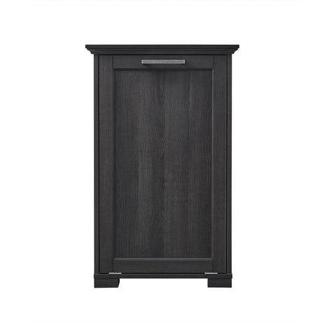 OLD CAPTAIN Wooden Tilt Out Trash Cabinet, Hidden Trash Can Kitchen Holds 10 Gallons (Dark Brown+Black Top Panel) OLD CAPTAIN