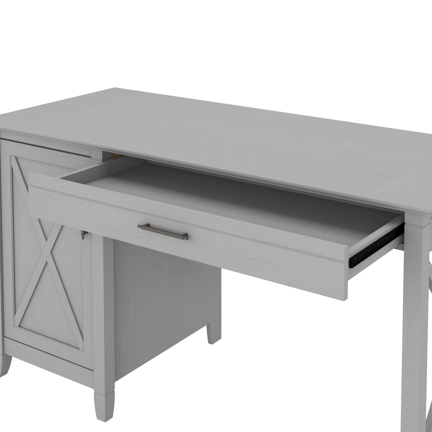 Bush Furniture Key West Computer Desk with Storage | Farmhouse PC Table for Home Office, 54W, Cape Cod Gray - WoodArtSupply