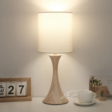 Bedside Touch Lamp, 3 Way Dimmable Touch Control Table Lamp, Wood Grain Farmhouse Table Lamp, Modern Nightstand Lamp with White Shade for Bedroom, Dorm, Office, 3000K LED Bulb Included Seaside village