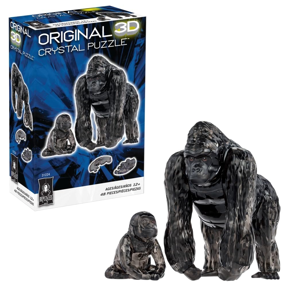 BePuzzled, Gorilla and Baby Original 3D Crystal Puzzle, Ages 12 and Up Bepuzzled