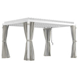 Outsunny 10' x 13' Louvered Pergola Hardtop Gazebo with Adjustable Aluminum Roof and Frame, Outdoor Pergola with Curtains and Netting, for Garden, Lawn, Backyard, and Deck, White Outsunny