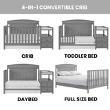 Oxford Baby Pearson 4-in-1 Convertible Crib & Changing Station, Dove Gray, GreenGuard Gold Certified Oxford Baby