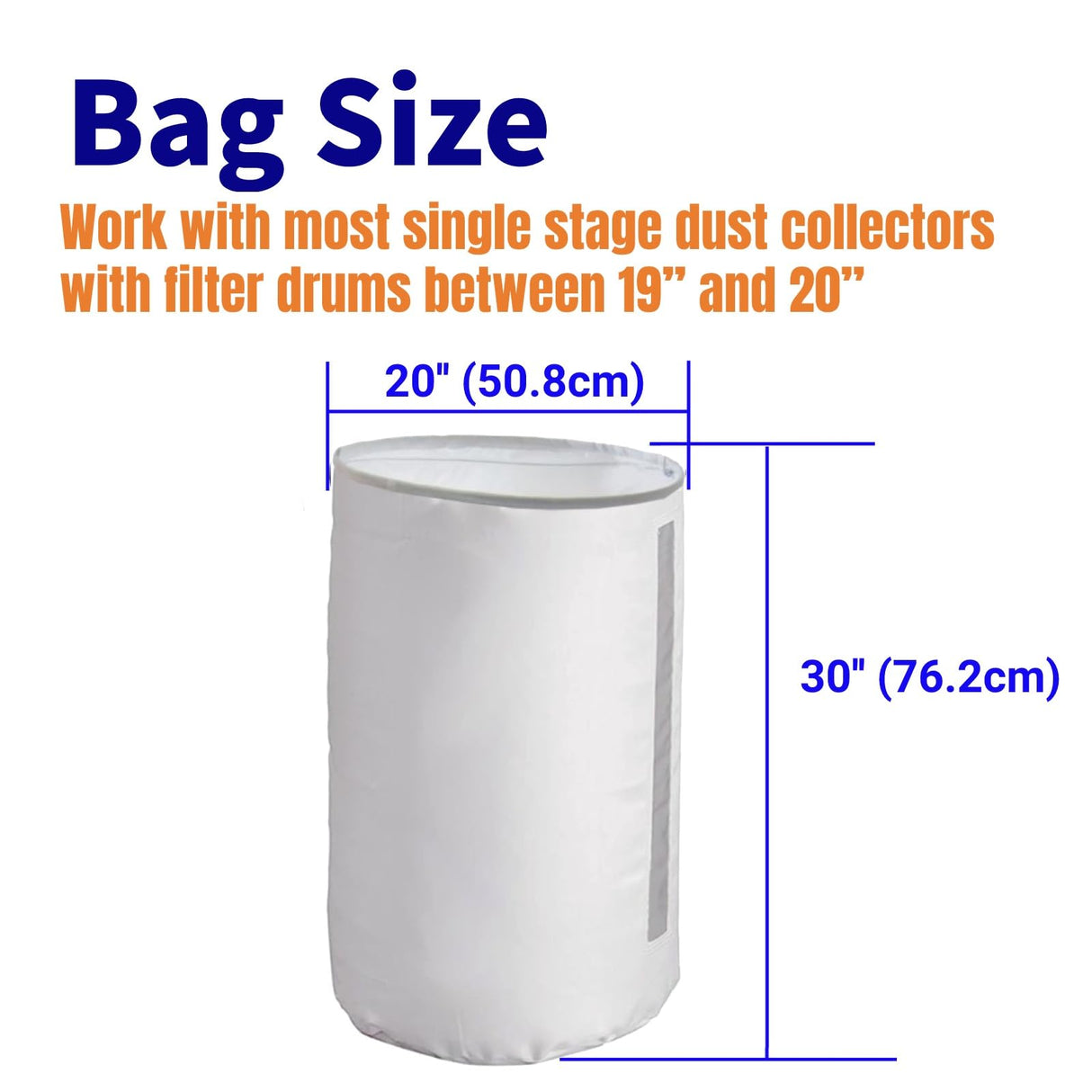 Dust Collector Bottom Bag for Woodworking 30 Micron 20" Dia. x 30", 70351 Dust Collector Lower Bag Compatible with Harbor Freight Wen Grizzly JET Delta Oanytun