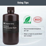 ELEGOO 8K Standard Resin, 405nm Rapid UV-Curing 3D Printer Resin, Higher Precision, Lower Shrinkage 3D Photopolymer Resin for 8K/12K/14K 3D Printer and LCD/MSLA/DLP 3D Printing, Space Grey 1000G Deeplee