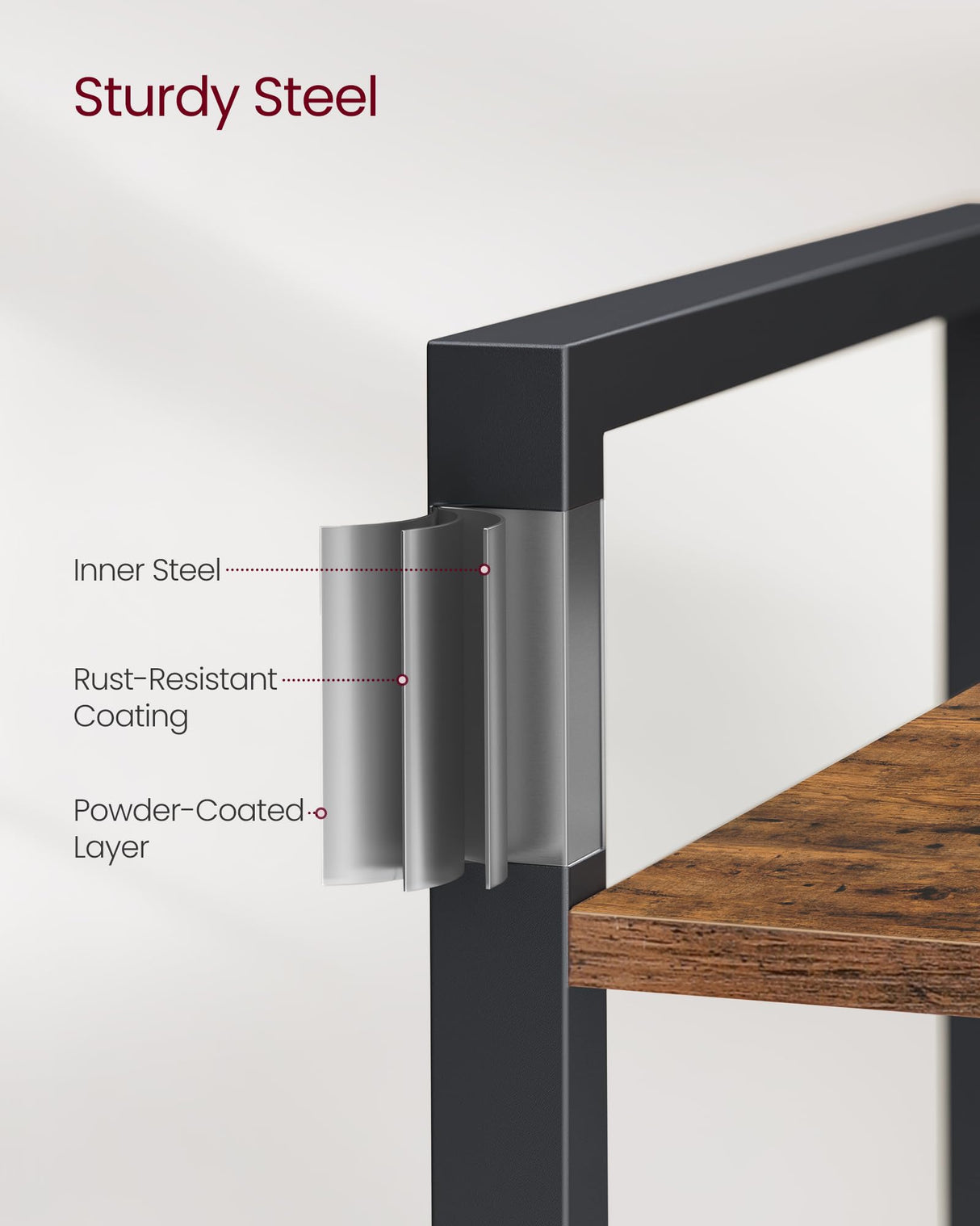 VASAGLE 5-Tier Bookshelf, Book Shelf, Industrial Bookcase, with Steel Frame, for Living Room, Home Office, Bedroom, 9.4 x 24.4 x 65 Inches, Rustic Brown and Black ULLS025B01 VASAGLE