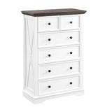 CKEASEAN 6 Drawer Dresser, Farmhouse Dresser, Nightstand Chest of Drawer for Bedroom, Wood Storage Chest of Drawers Storage Cabinet for Living Room, Hallway,Entryway (White, 6 Drawer) CKEASEAN