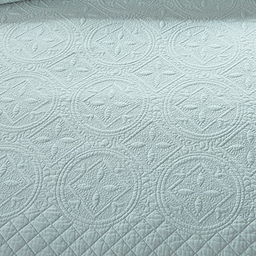 Calla Angel Sage Garden Luxury Pure Cotton Quilt, King, Light Aqua Calla Angel