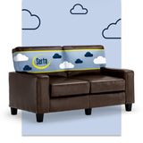 Serta Palisades 61" Track Arm Sofa, Durable Bonded Leather, Soft Pillow Back, Pocket Coil Seat Cushions, Loveseat or Couch for Small Spaces, Living Rooms or Bedrooms, Chestnut Brown Serta