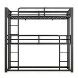 Miscoos Heavy Duty Triple Bunk Bed, Twin Over Twin Over Twin Metal Bunkbeds with Ladder, Family-Friendly for All Ages, Bedroom, No Box Spring Needed, Easy Assembly, Black Miscoos