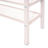 Bellemave Full Size Loft Bed with 4-Tier Shelves and Storage, Metal Loft Bed with Bookshelf, Full Size Loft Bed with Storage Stairs(with Bookshelf, Pink) Bellemave