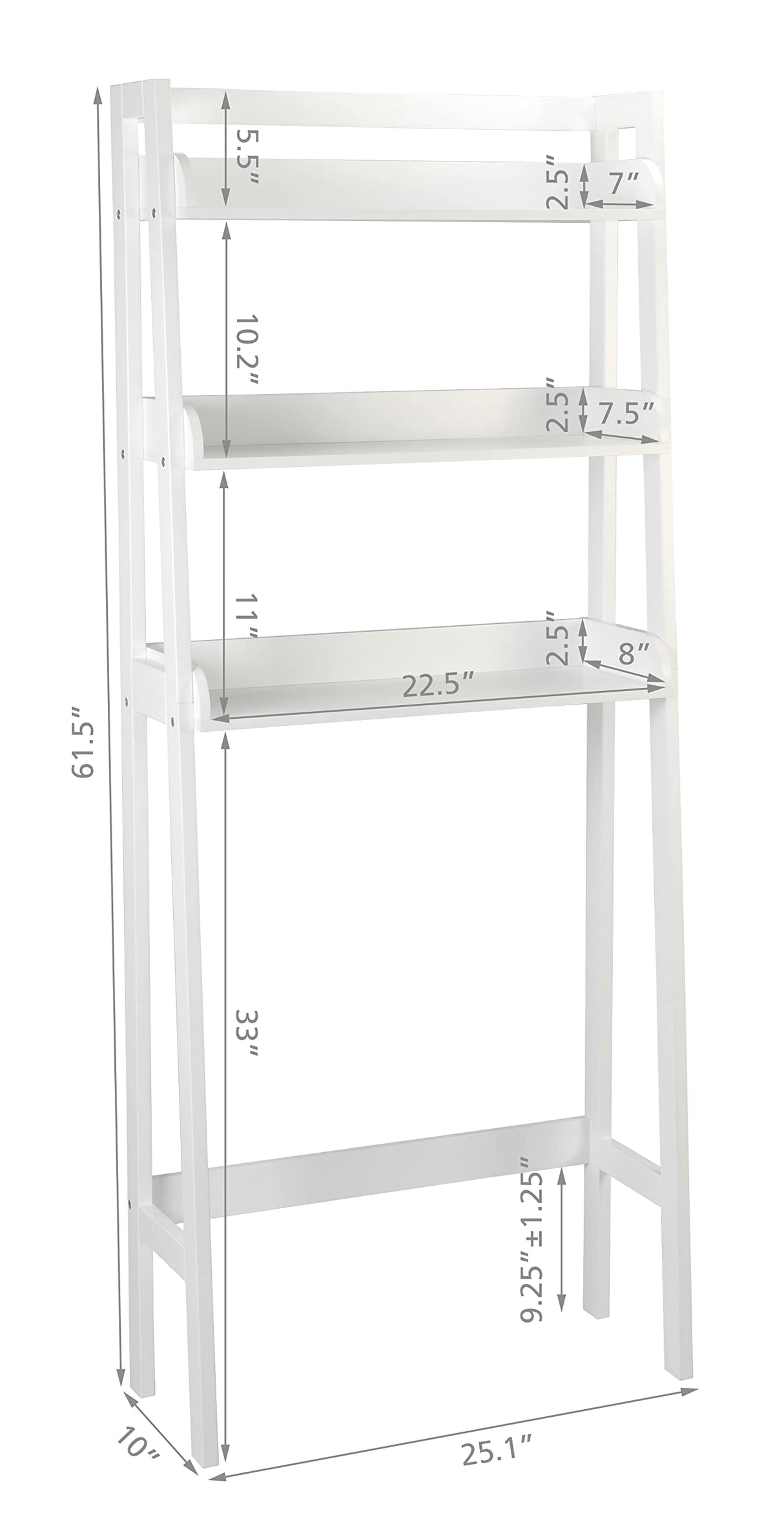 UTEX Over The Toilet Storage Shelf, 3-Tier Over Toilet Bathroom Organizer, Above Toilet Shelves Rack (White) UTEX