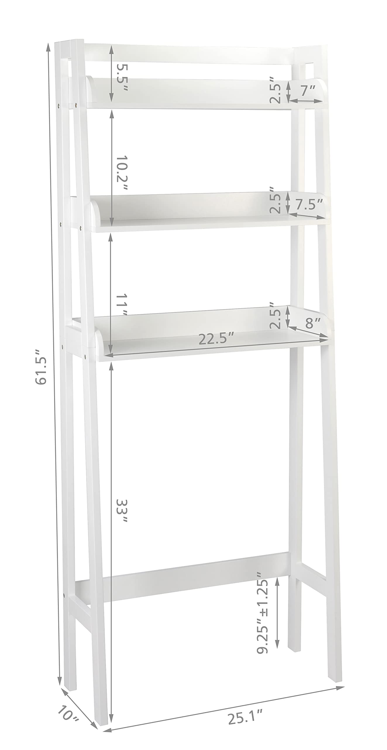 UTEX Over The Toilet Storage Shelf, 3-Tier Over Toilet Bathroom Organizer, Above Toilet Shelves Rack (White)