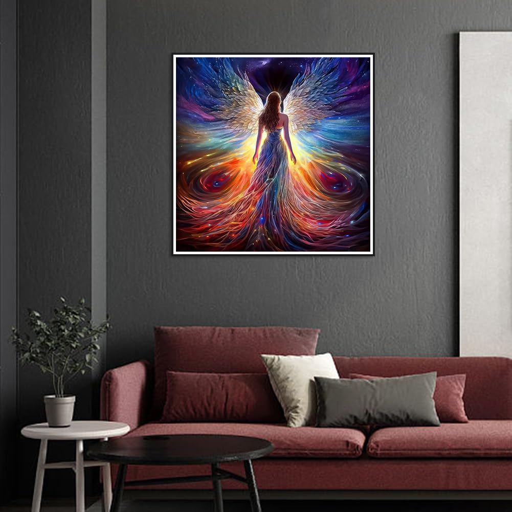 WSLWXSHM Diamond Painting Kits for Adults, Round Full Drill Diamond Art Kits, 5D DIY Paint with Diamonds Crafts for Home Wall Decoration Gifts 12×12Inch, Angel Fairy WSLWXSHM