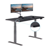 Vari ComfortEdge 60x30 Adjustable Desk - Electric Adjustable Height Standing Desk, Black - Sloped Ergonomic Front Edge and Stable T-Style Legs - Easy Vari
