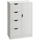 HOMCOM Freestanding Storage Cabinet, Bathroom Floor Cabinet with 4 Drawers and Door, White Wood Grain HOMCOM