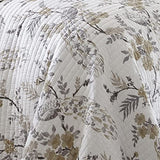 Levtex Home Pisa Reversible King/Cal King Quilt Set (106x92in) with 2 Pillow Shams (36x20in) - Floral Peacock - Grey, Taupe - 100% Cotton King Size Quilt Bedding Set - Lightweight, Soft, Pre-Washed Levtex Home