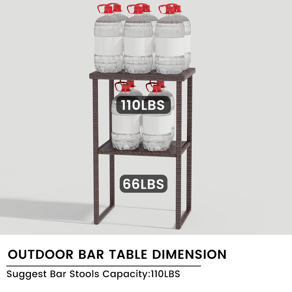 Sundale Outdoor Wicker Bar Table, 36 Inch Counter Height Patio High Top Dining Table, Rattan Bistro Pub Table with Storage Shelf for Deck Poolside Balcony Garden, Variegated Brown Sundale Outdoor