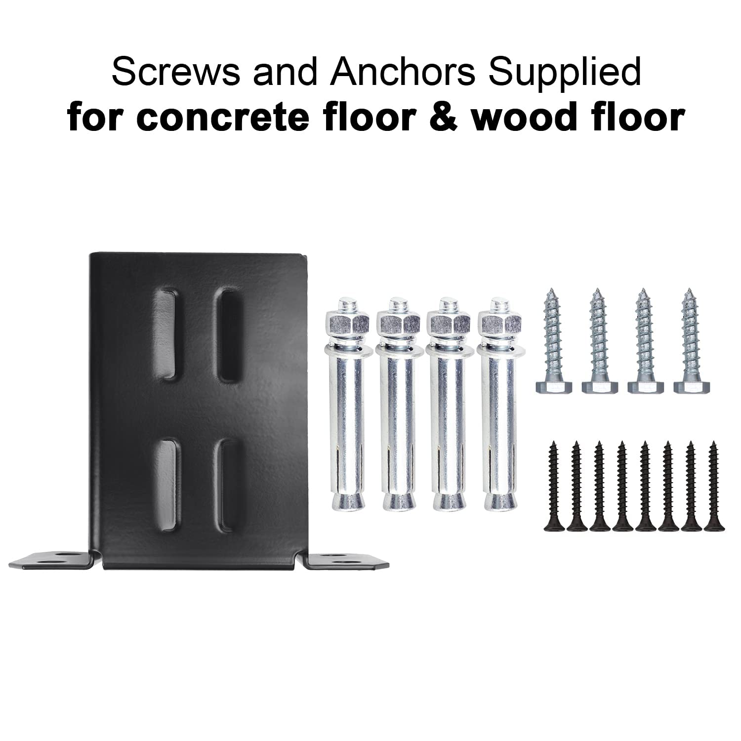 Eapele 4x4 Wood Fence Post Anchor Base, 13GA Thick Steel and Black Powder Coated,Come with Wood Screws and Concrete Anchors(Set of 4) - WoodArtSupply