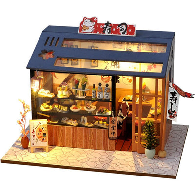 DIY Miniature House Kit with LED Light,Japanese Style Dollhouse Miniature House Kit,Mini House kit Ideal Gifts for Birthday Christmas