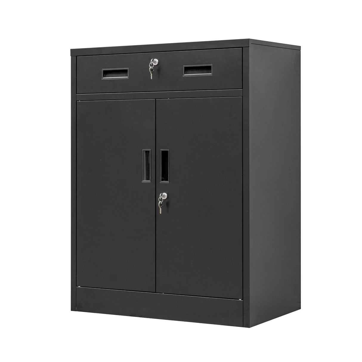 BESFUR Locking Storage Cabinet, Metal Cabinet with Oversized Drawer, Office Storage for Home, Garage, School - Black BESFUR