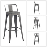YOUNIKE 30 Inches Metal Barstools Counter Height Bar Stools Set of 4 Indoor Outdoor Patio Bistro Home Kitchen Low Back Stackable Bar Chairs Rusty Grey YOUNIKE
