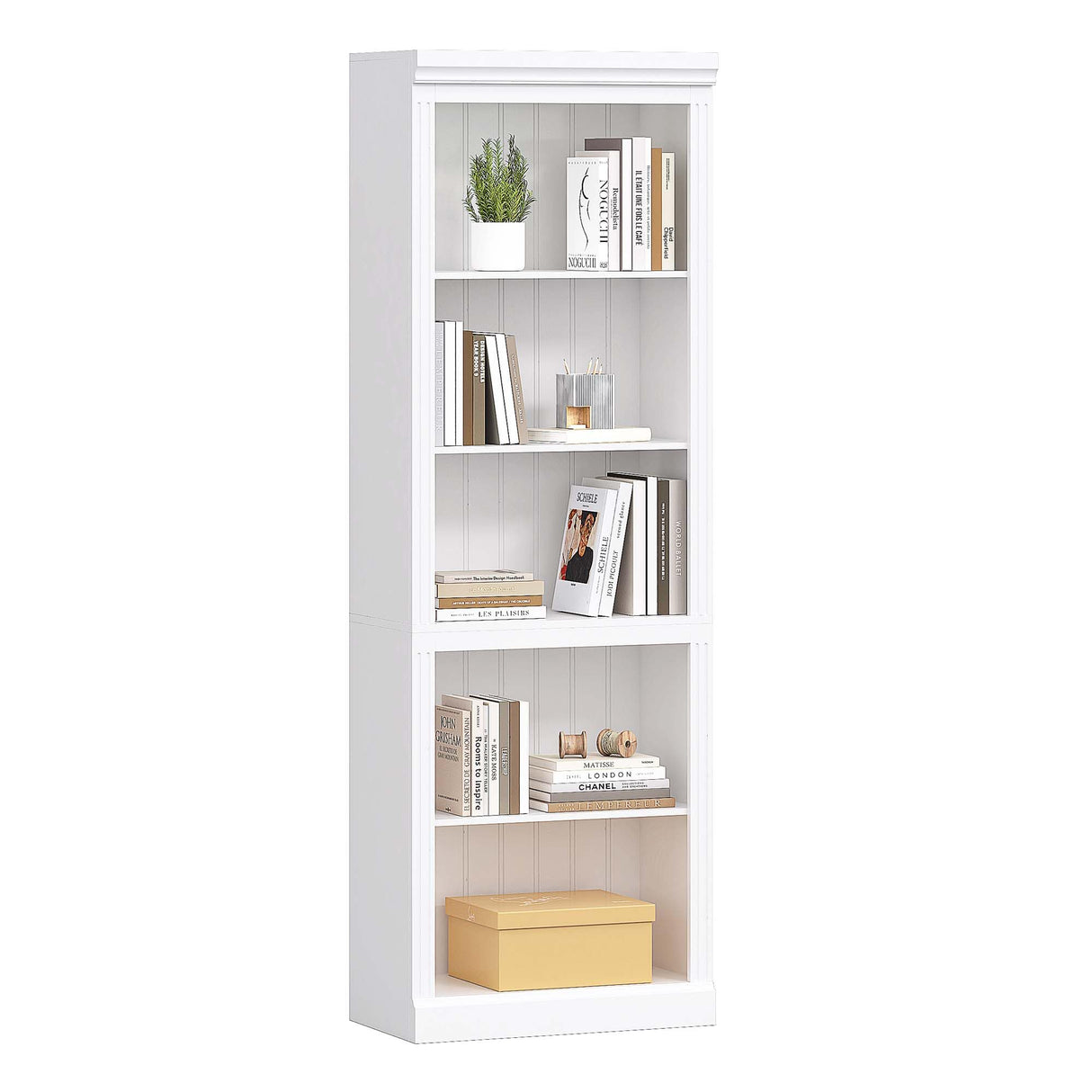 Spirich 5 Tier White Bookshelf, Tall Bookshelf with Storage, Open Wooden Book Shelf, Modern Large Bookcase for Living Room, Home Office, Dinning Room Spirich