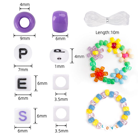 Quefe 3960pcs Pony Beads for Friendship Bracelet Making Kit 48 Colors Kandi Beads Set, 2400pcs Plastic Rainbow Bulk and 1560pcs Letter Beads with 20 Meter Elastic Threads for Craft Jewelry Necklace QUEFE
