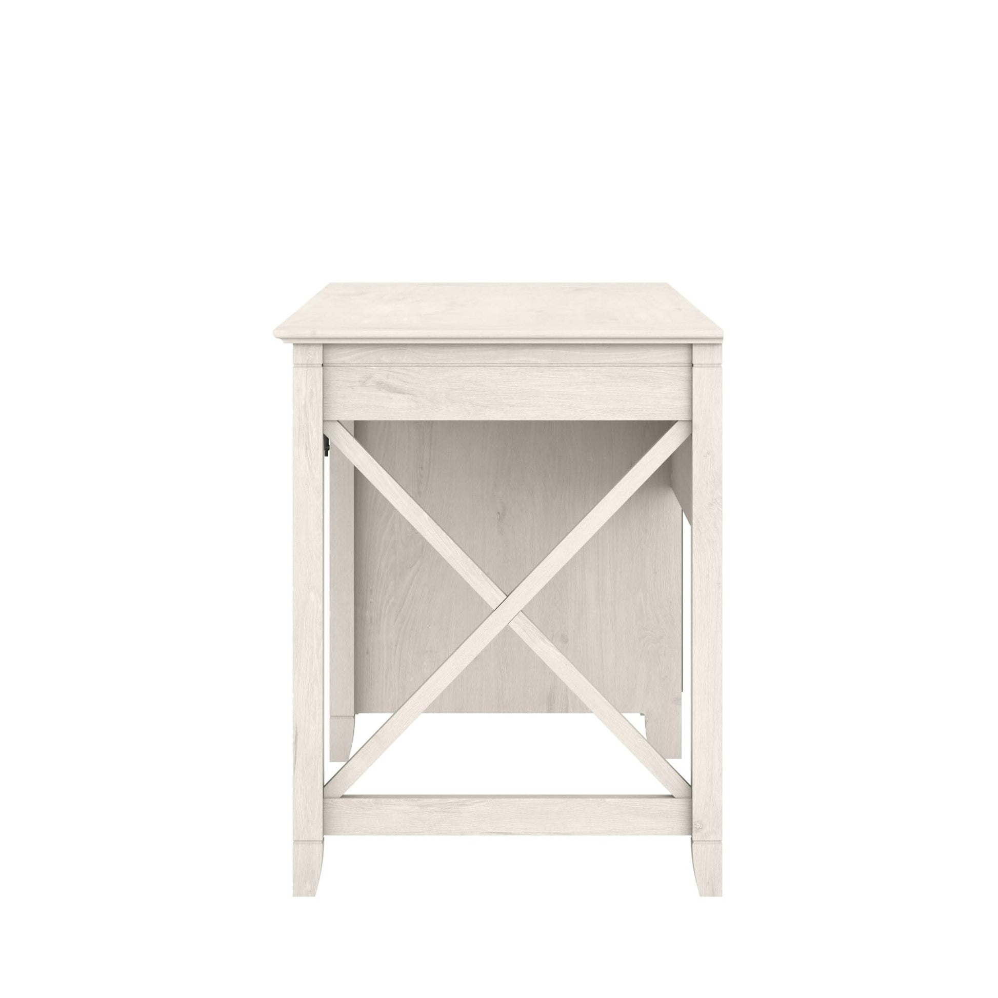 Bush Furniture Key West Computer Desk with Storage | Farmhouse PC Table for Home Office in Linen White Oak | 54W x 24D - WoodArtSupply