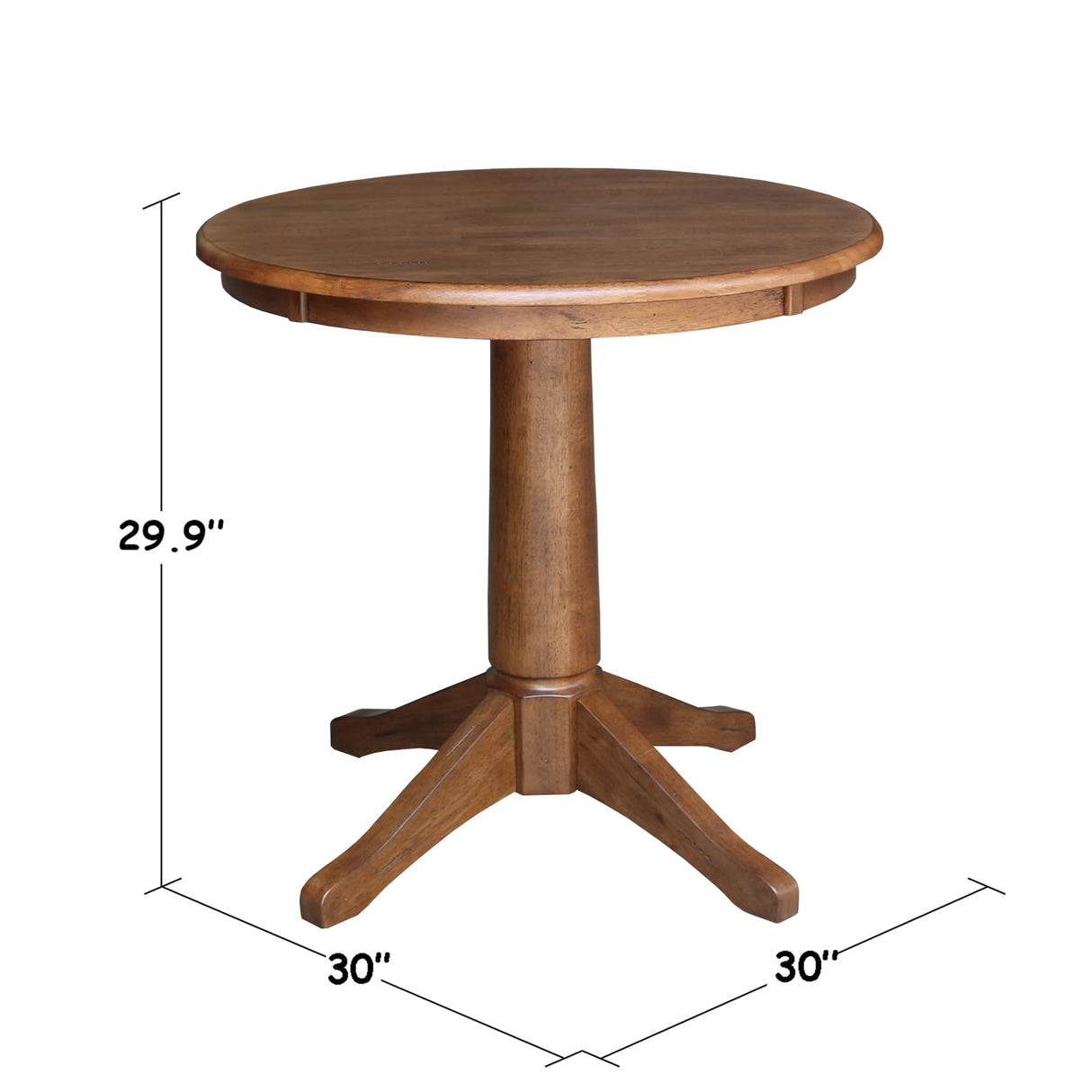 IC International Concepts 30" Round Top Pedestal Table-29.9" Height Dining Table, Distressed Oak IC International Concepts