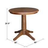 IC International Concepts 30" Round Top Pedestal Table-29.9" Height Dining Table, Distressed Oak IC International Concepts