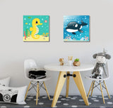 Canrichshop 4 Pack Framed Paint by Numbers Kit for Kids 8-12,Easy Kids Paint by Number Beginner,Cute Sea Animals Painting Kits for Ages 4-6,DIY Acrylic Oil Painting Kid for Wall Decor 8X8in Canrichshop