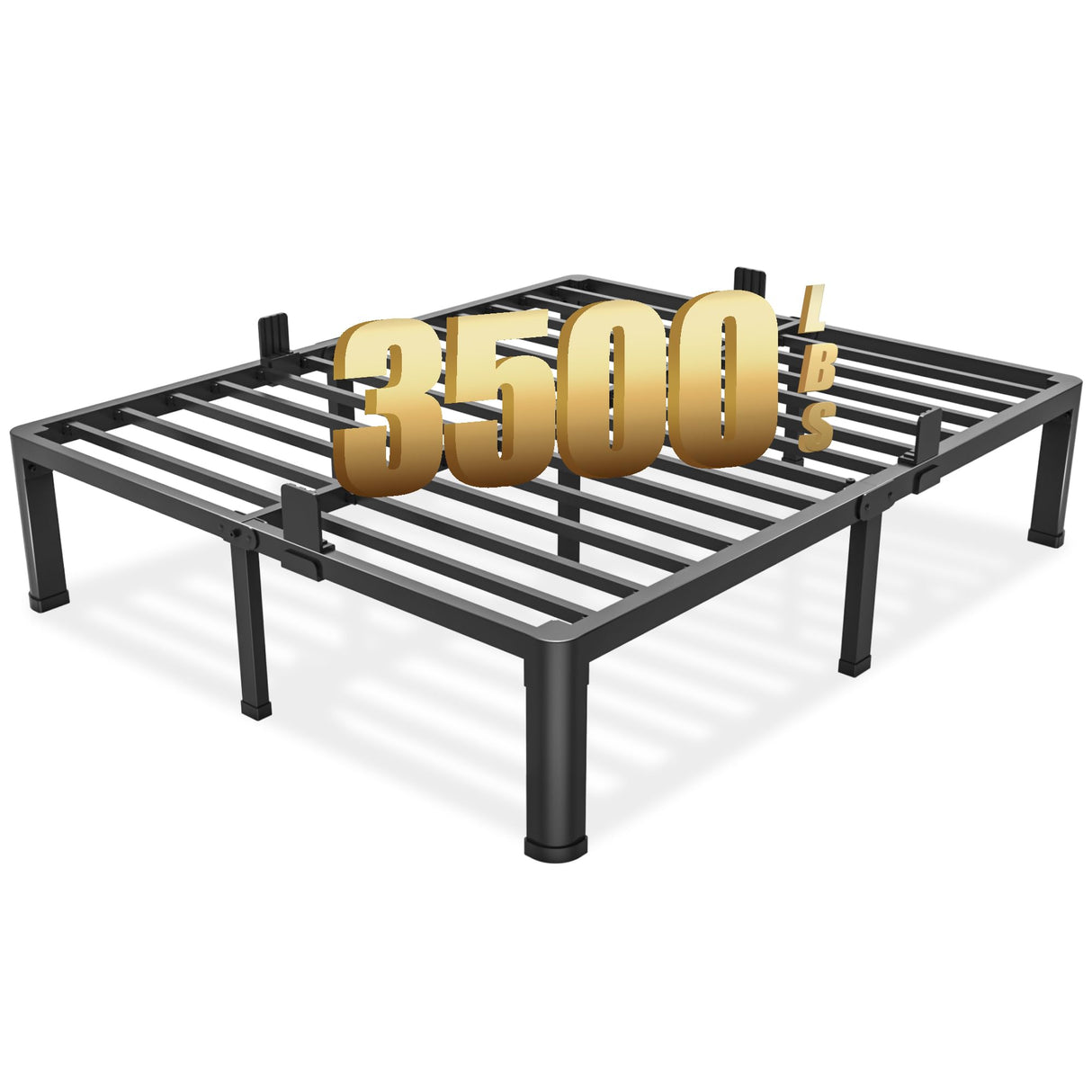 Yitong Angel 14 inch Queen Bed Frame with Round Corner Legs Mattress Slide Stopper,3500 lbs Heavy Duty Metal Platform,Steel Slats Support,No Box Spring Needed,Easy Assembly,Noise Free Yitong Angel